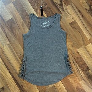 Poof! Charcoal Tank Top with Side Accents